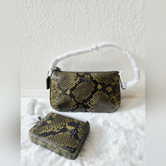 Coach Handbags - Coach Olive and Black Snake Print Bag and Wallet Set